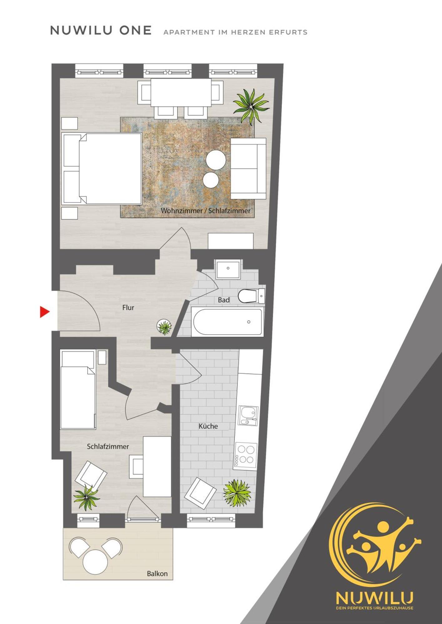 Nuwilu One - Apartment Mit Balkon Im Herzen Erfurts - Magenta Tv- Netflix - Disney Екстер'єр фото